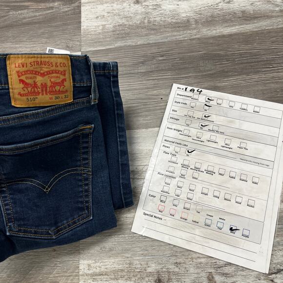 Levi's 510‎ Blue Red Tab Mens 30x30 Wash Super Skinny Fit Straight Leg Jeans EUC - Picture 8 of 13